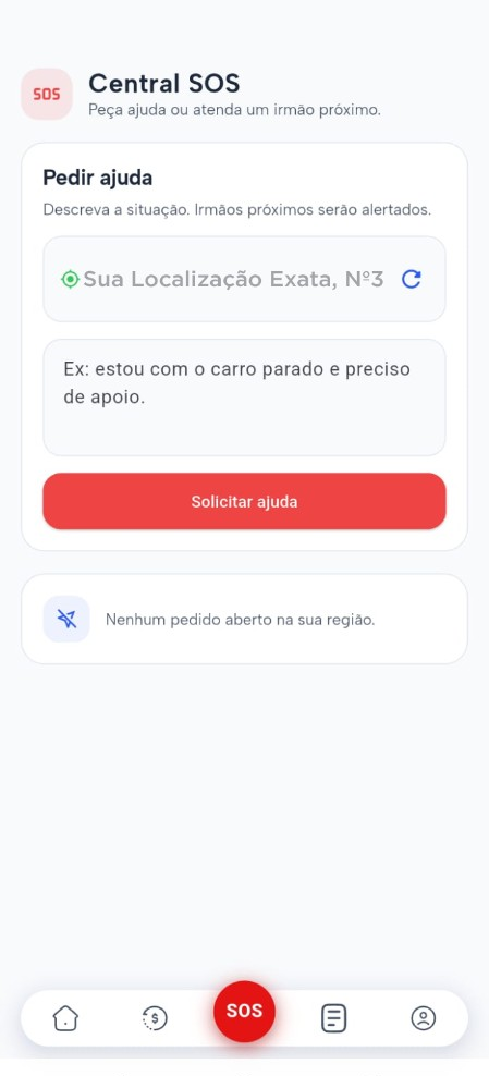 Central SOS no aplicativo Boaz